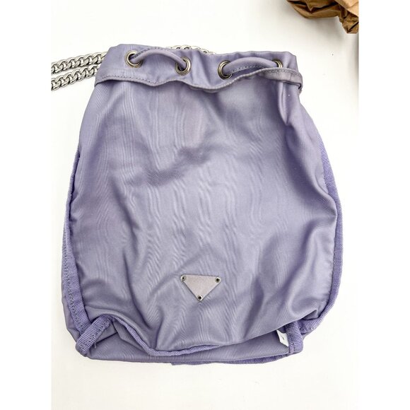 Prada Bucket Drawstring Pouch HandBag Nylon Vintage Purple Crossbody - Picture 8 of 16